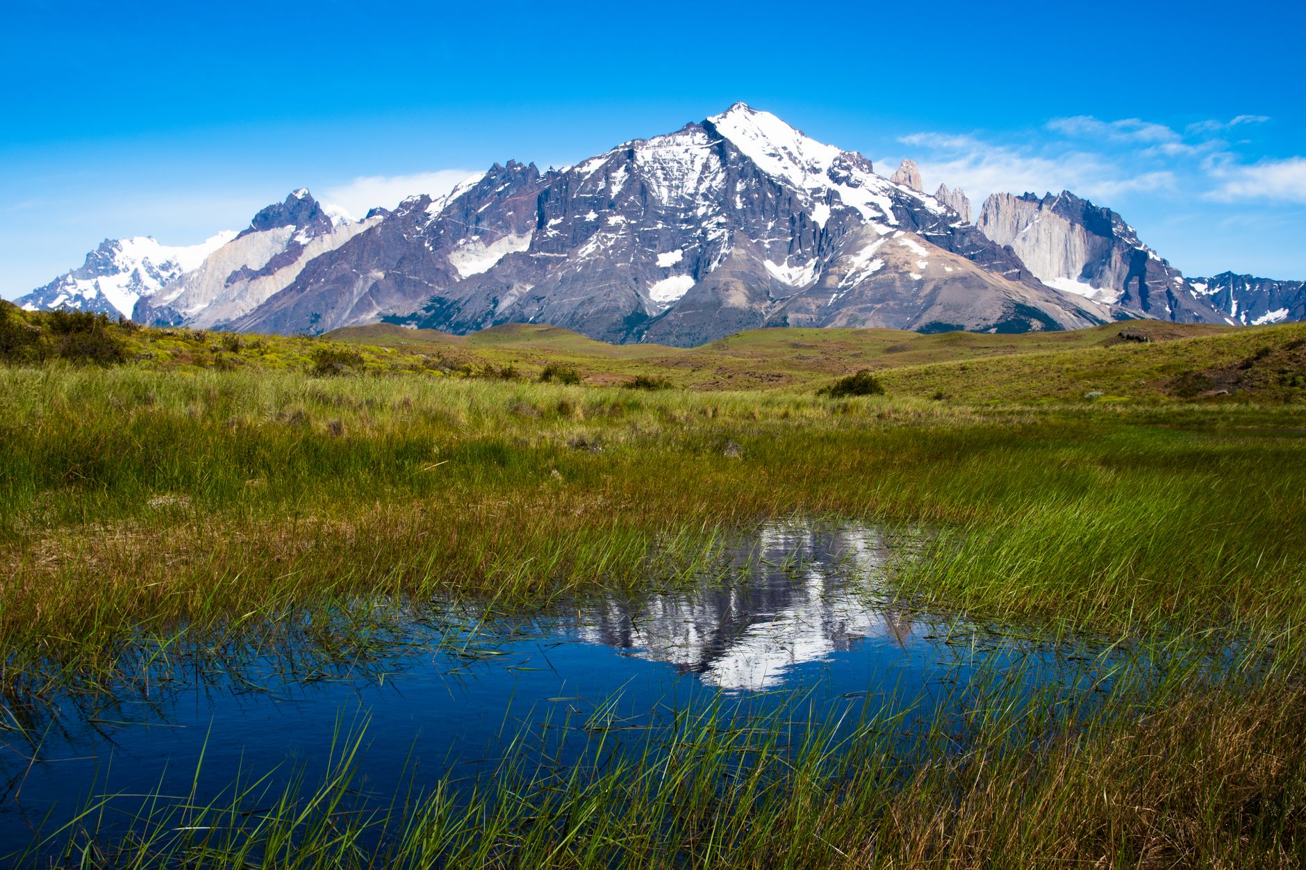 Patagonian granite peaks over glacial water