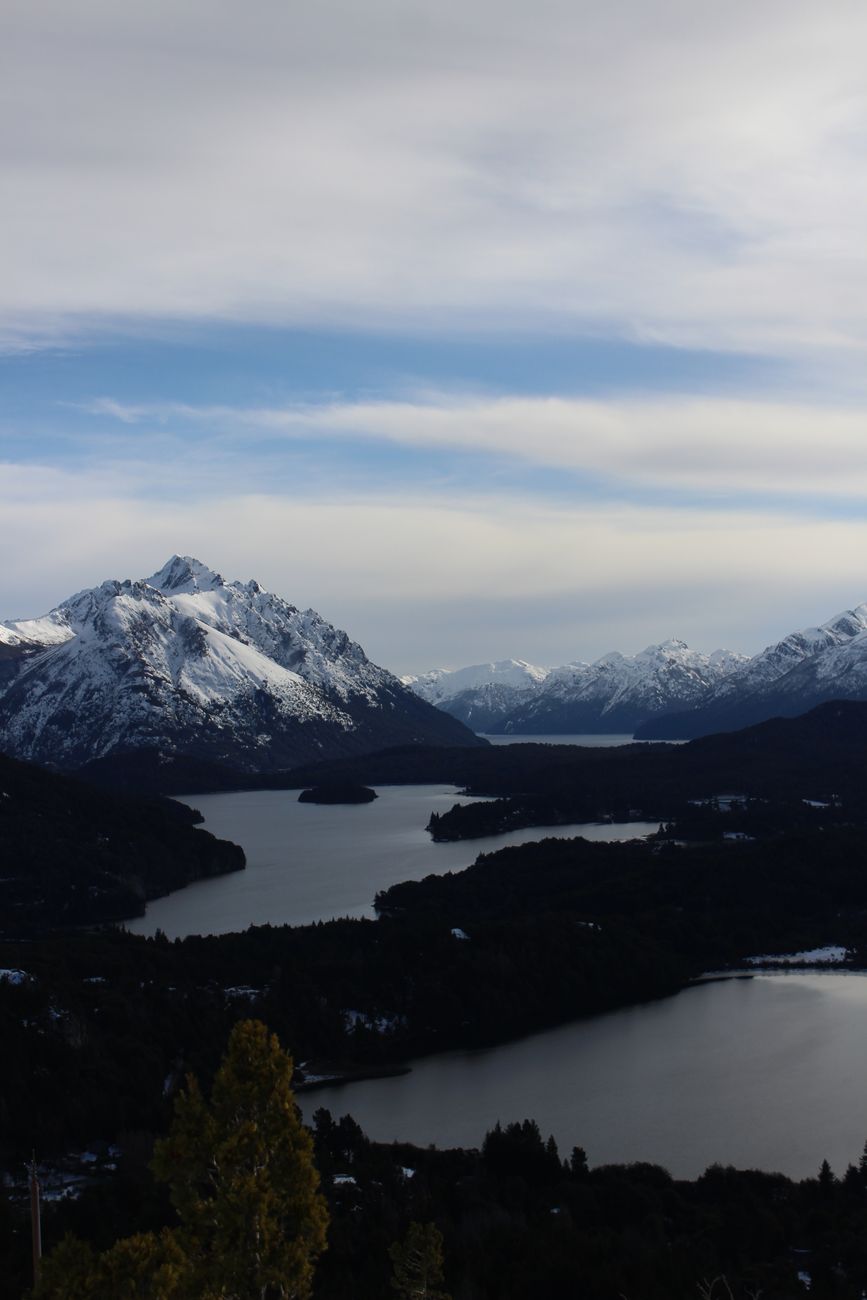 Wild Patagonian landscape with snow peaks and valley